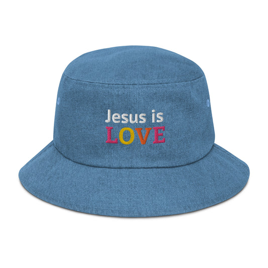 Jesus is Love Denim Bucket Hat